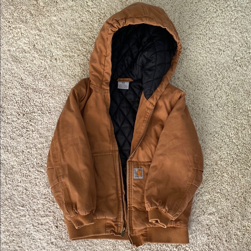 Carhartt Brown Hooded Quilted-Lined Kids Jacket